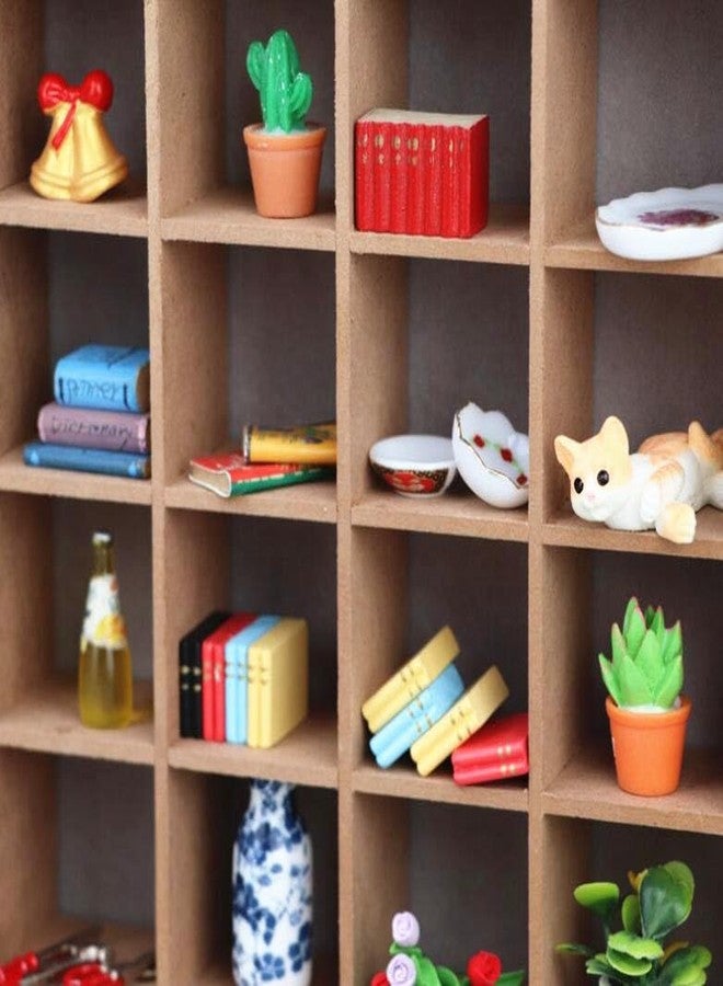 EatingBiting 1:12 1/12 Scale Dollhouse Miniature Furniture Wooden 16 Grid Display Storage Rack Shelf 6.5" Storage Rack 16 Grid Shelves Doll House Wall Rack Bookshelf Display Accessories - Image 5